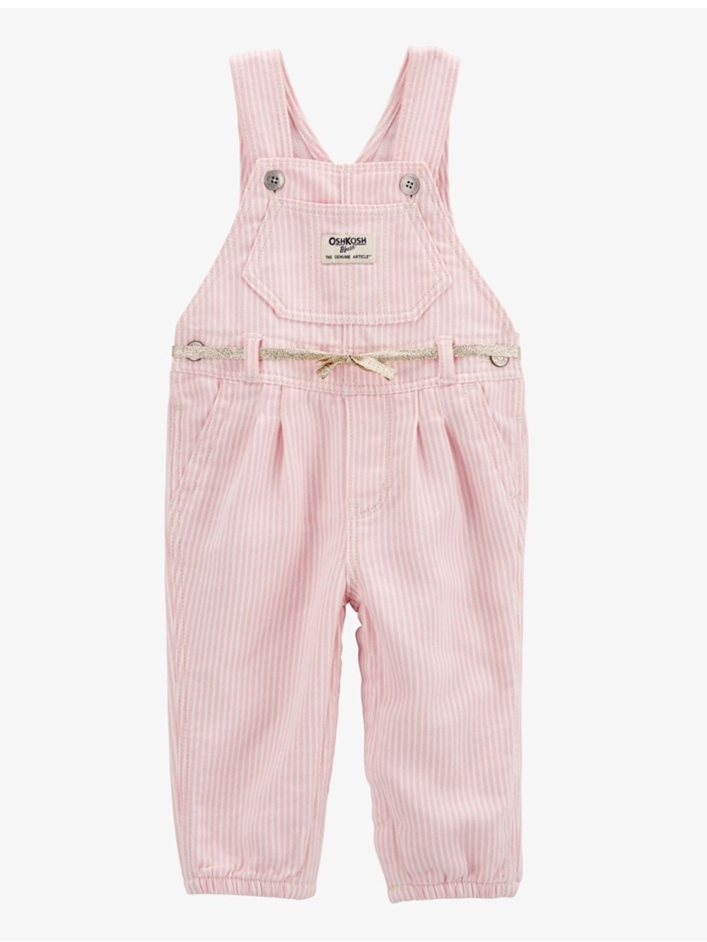 Baby Pink Striped Overalls